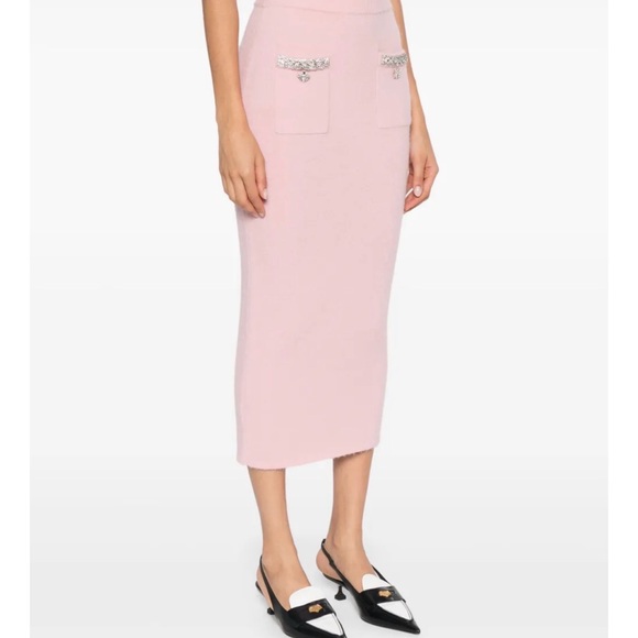 Self-Portrait Blush Pink knit Pencil Skirt size M - Picture 4 of 11
